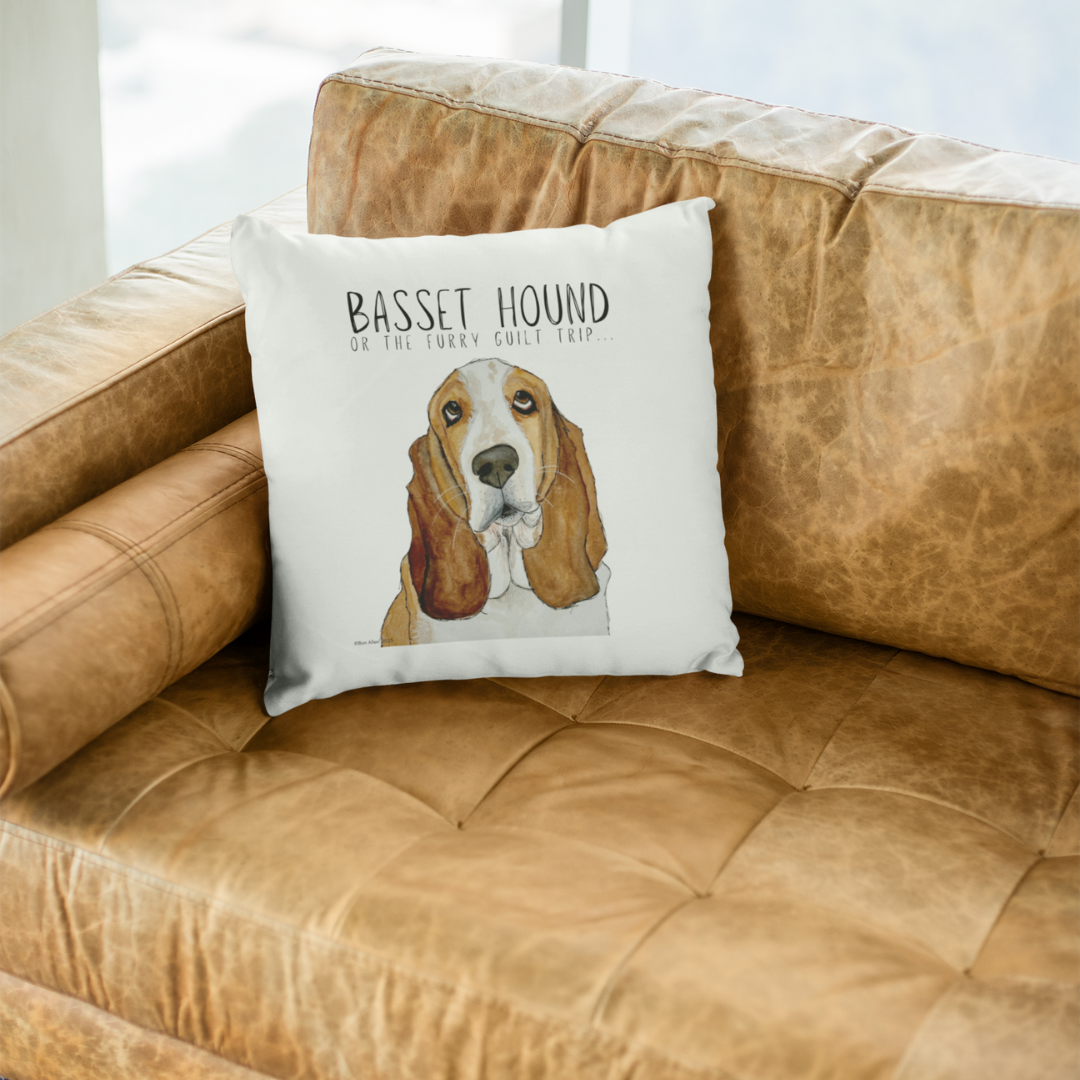 Basset Hound Cushion Cover – Guilt-Tripping in Style!