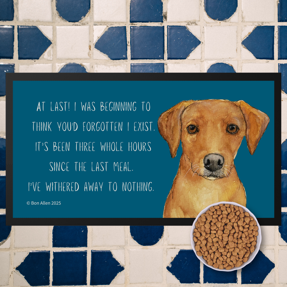 Starving Since Breakfast Pet Bowl Mat – Featuring the Fox Red Labrador