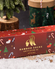 Red Christmas Drawer Box - 4 Pairs of Bamboo Socks (His)
