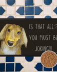 Long Haired Dachshund Dining Drama – Hilarious Pet Bowl Mat!