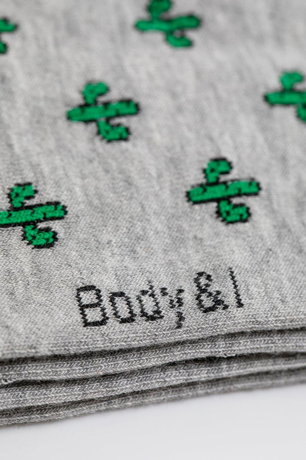 Luxury cactus print socks, premium cotton blend, stylish succulent design, best-selling cozy footwear for men and women by Body and I at brixbailey.com