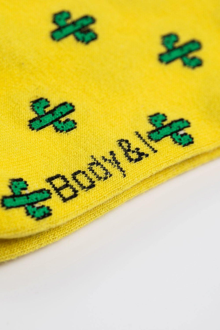 Cactus yellow patterns short ankle socks, luxury cozy plant-themed socks with green succulent leaves, best-selling autumn style by Body and I at brixbailey.com