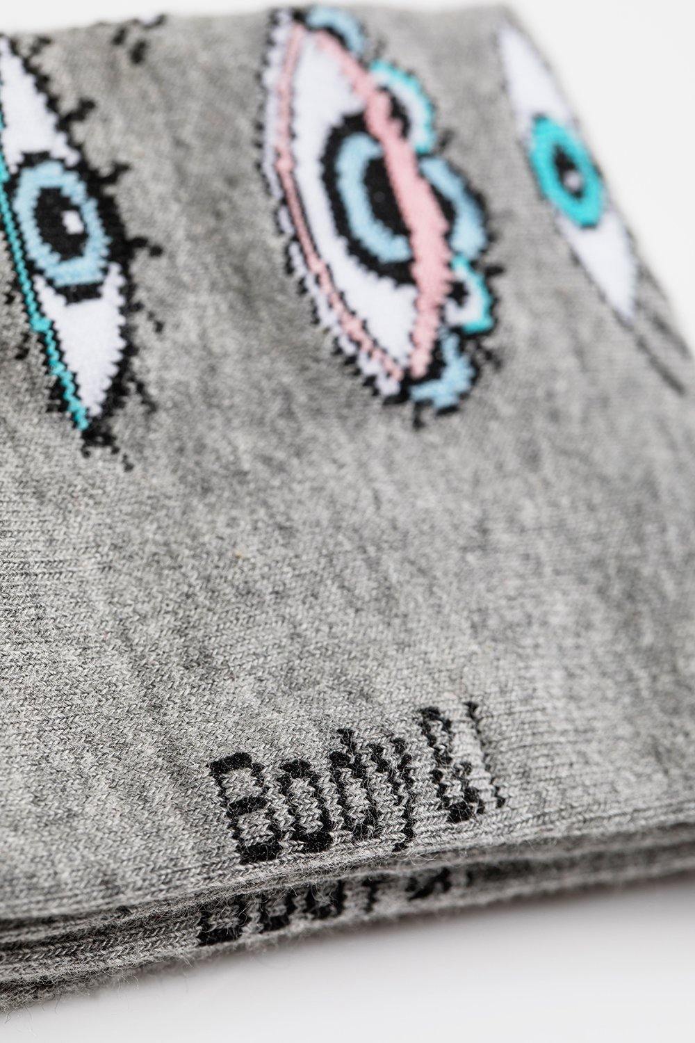 Blue and grey eyes socks, colorful stretchy soft cotton socks, premium trendy foot candy for women and men by Body and I at brixbailey.com