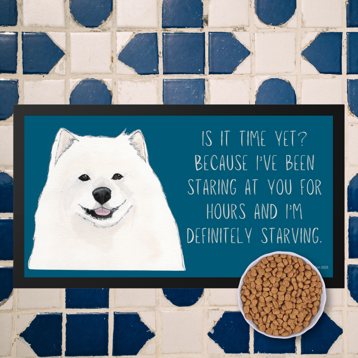 Starving &amp; Staring: Samoyed-Approved Pet Bowl Mat