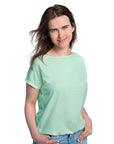 Mint Green Tan-Through Spacious T-Shirt - Comfort & UV Protection Designed in Estonia by Smarttan at www.brixbailey.com