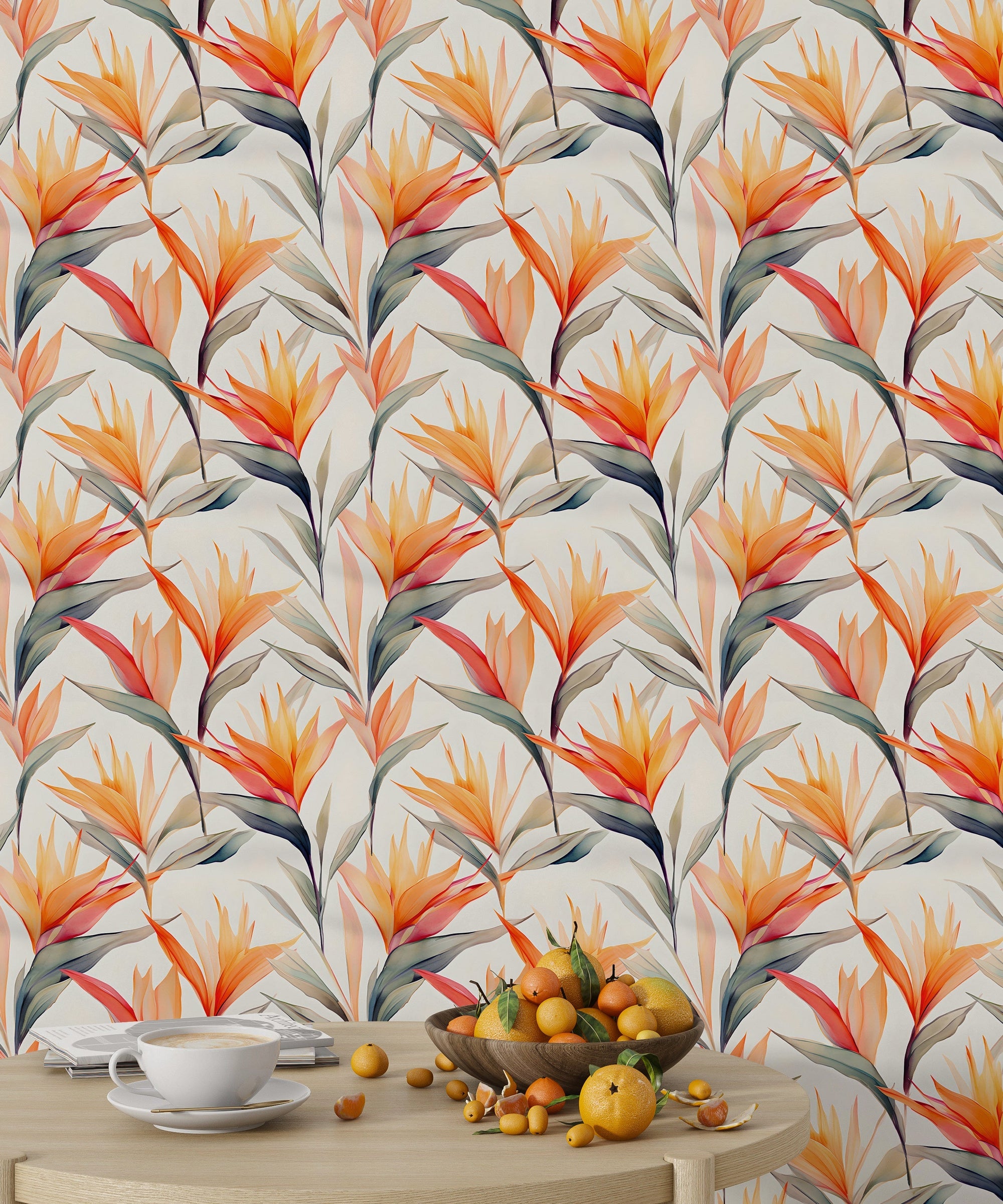 Tropical Strelitzia Floral Wallpaper