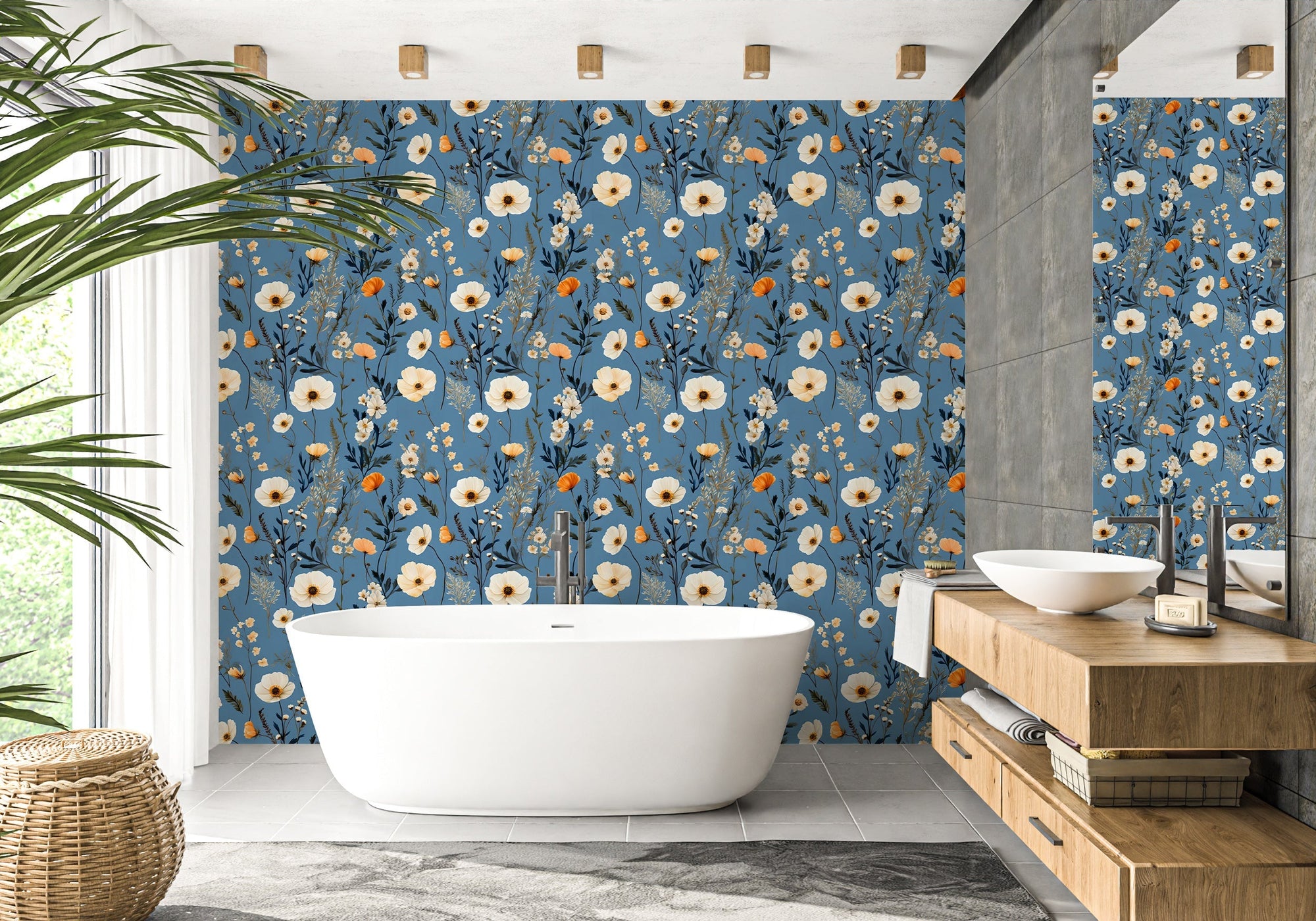 Wild Flower Field Botanical Wallpaper