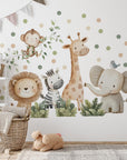 Watercolor Safari Animals Wall Decals, Removable Nursery Decor