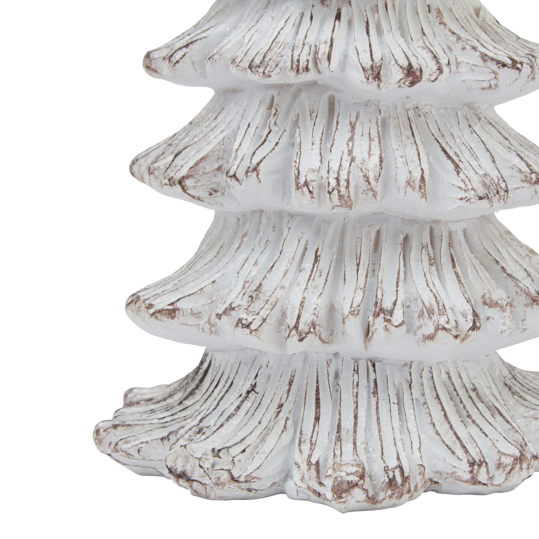 Snowy Fir Tree Sculpture Handcrafted in Resin for Winter Display