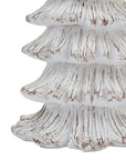Snowy Fir Tree Sculpture Handcrafted in Resin for Winter Display