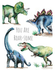 Dinosaur Roar Hand Painted Greetings Card