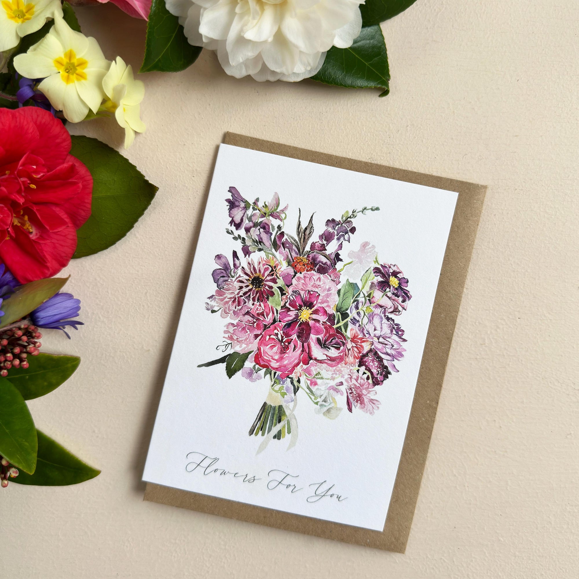 Hand-Painted Watercolour Floral Greeting Card - Mother's Day - Thank You Card