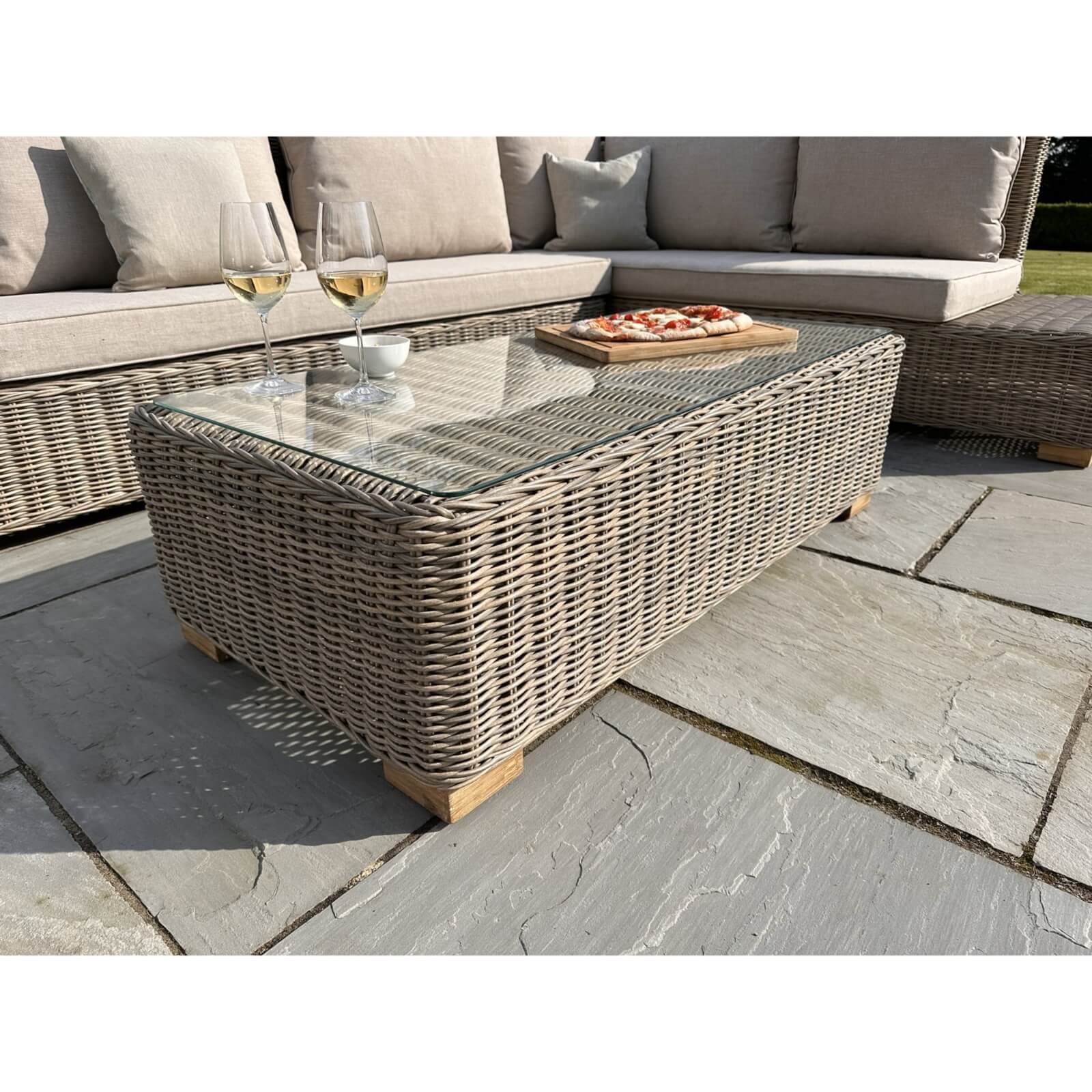 Modern Capri Outdoor Table Set | Stylish Corner &amp; Coffee Combo
