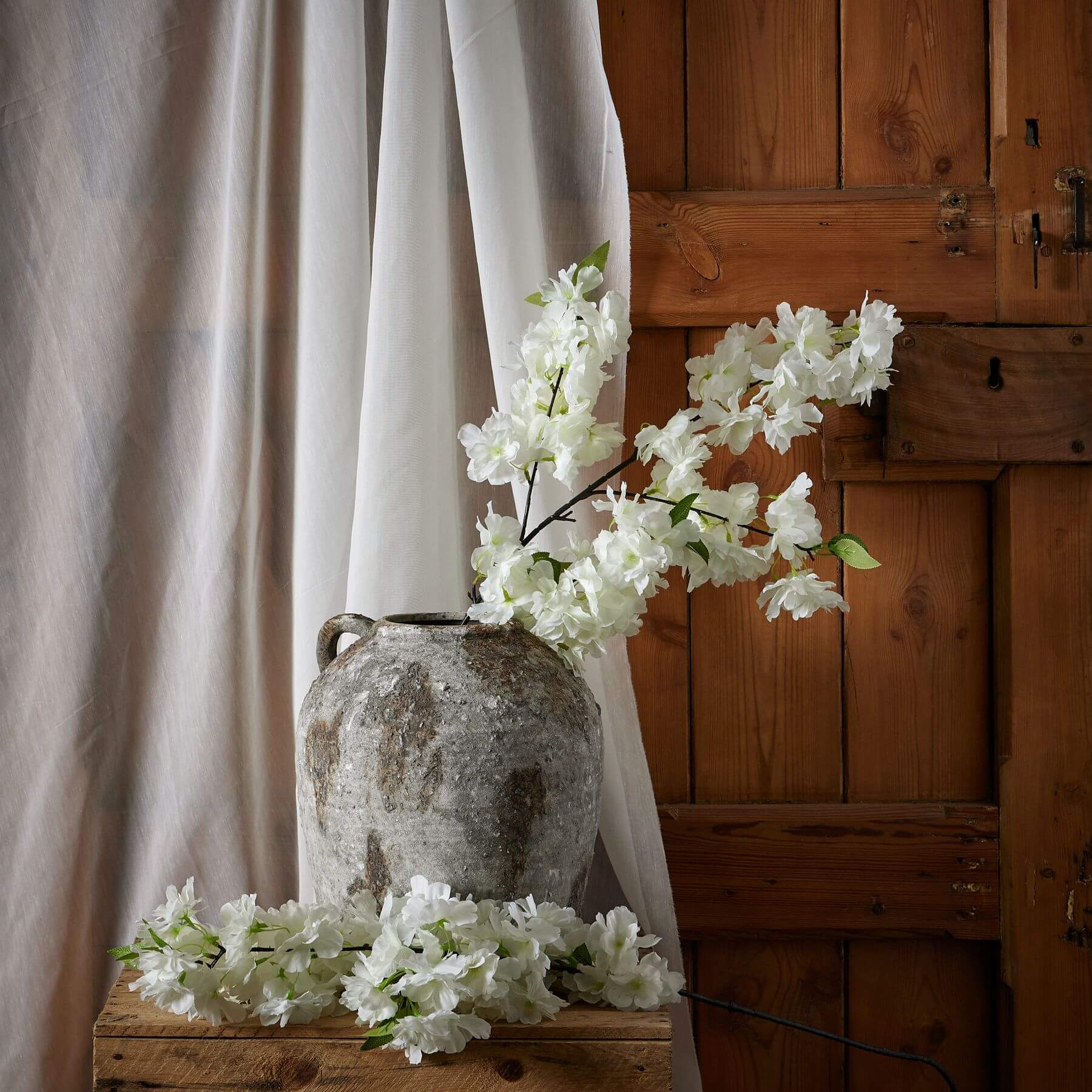 Luxury White Cherry Blossom Stem | Elegant Floral Decor
