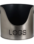 Rustic Pewter Log Bucket with Built In Match Holder