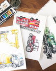 Personalised Watercolour Fire Engine Art Print – Kids Wall Art for Nursery or Bedroom, A3/A4 Sizes
