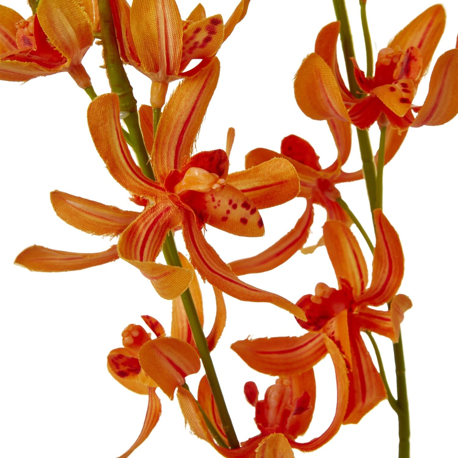 Vibrant Orange Artificial Cymbidium Flower Stem