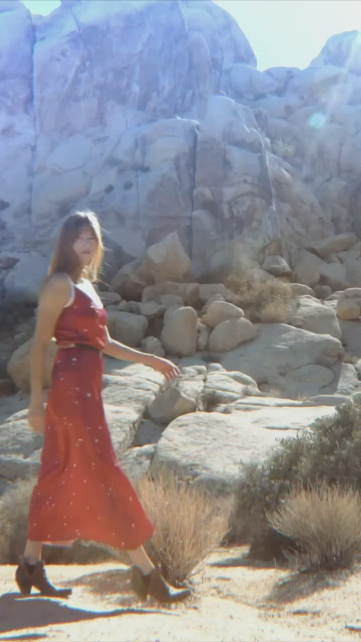 Cosmic Crimson Silk Slip Dress