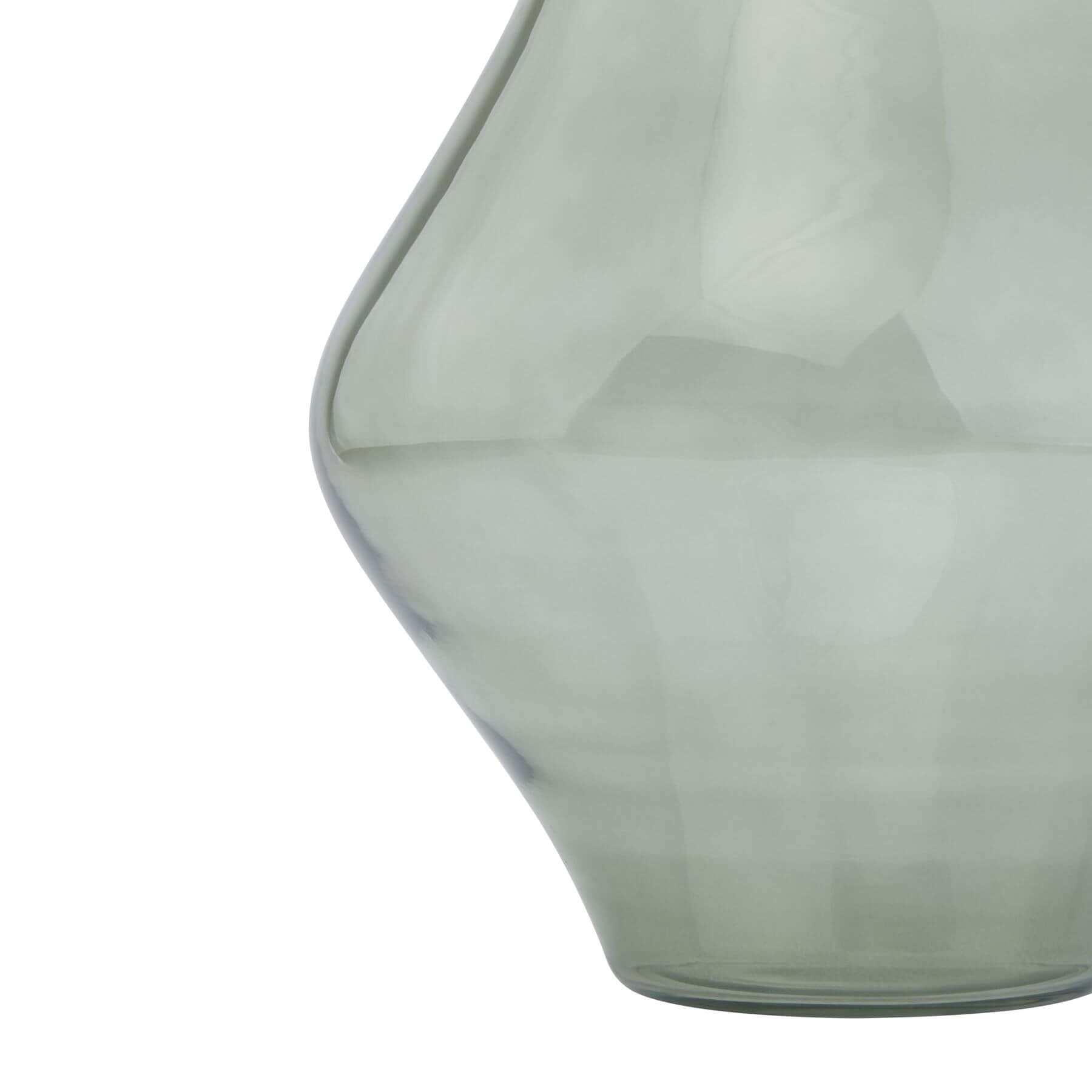 Sage Green Glass Vase with Rounded Sculptural Shape