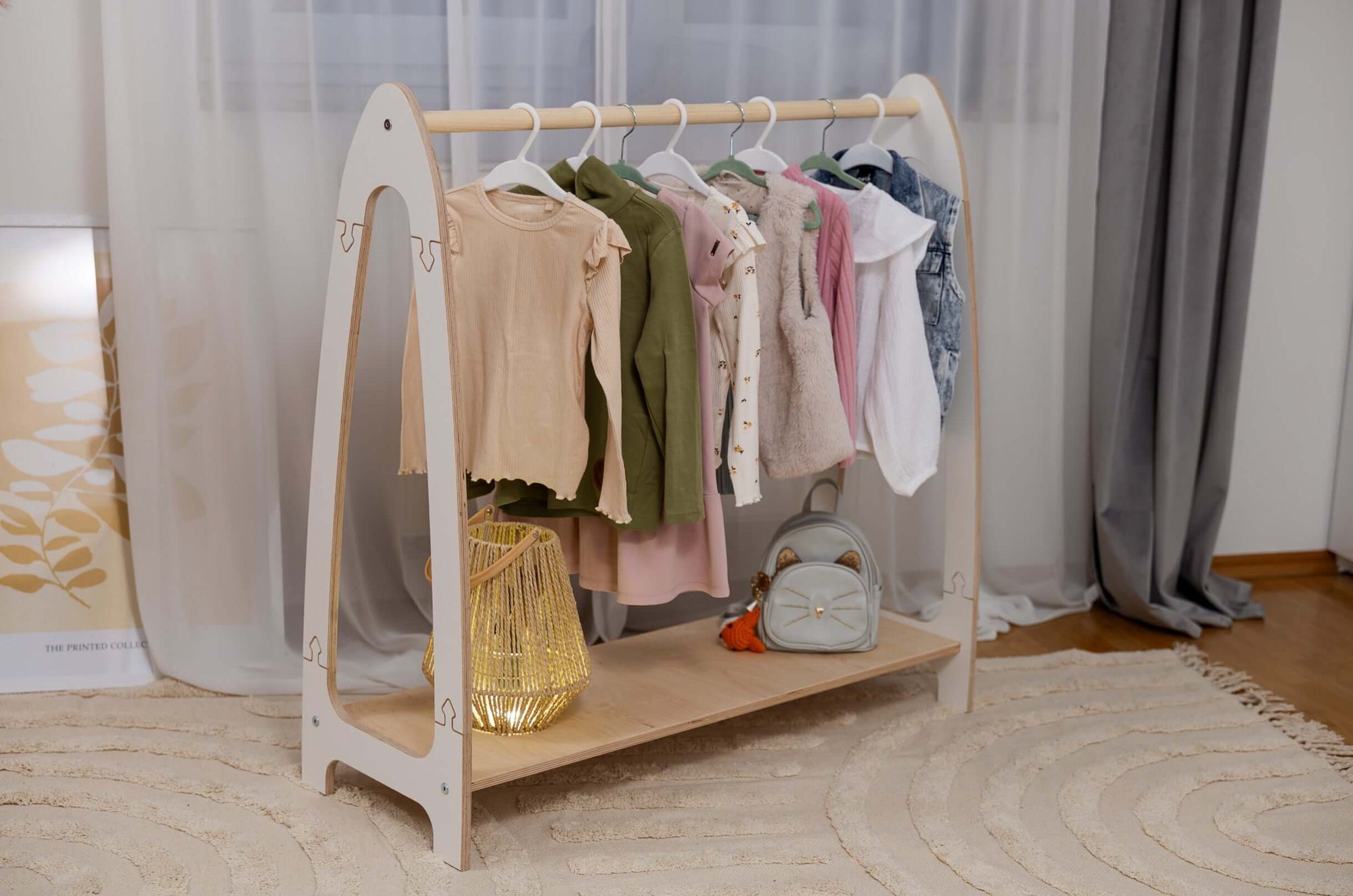 Large White Arched Clothing Rack for Kids