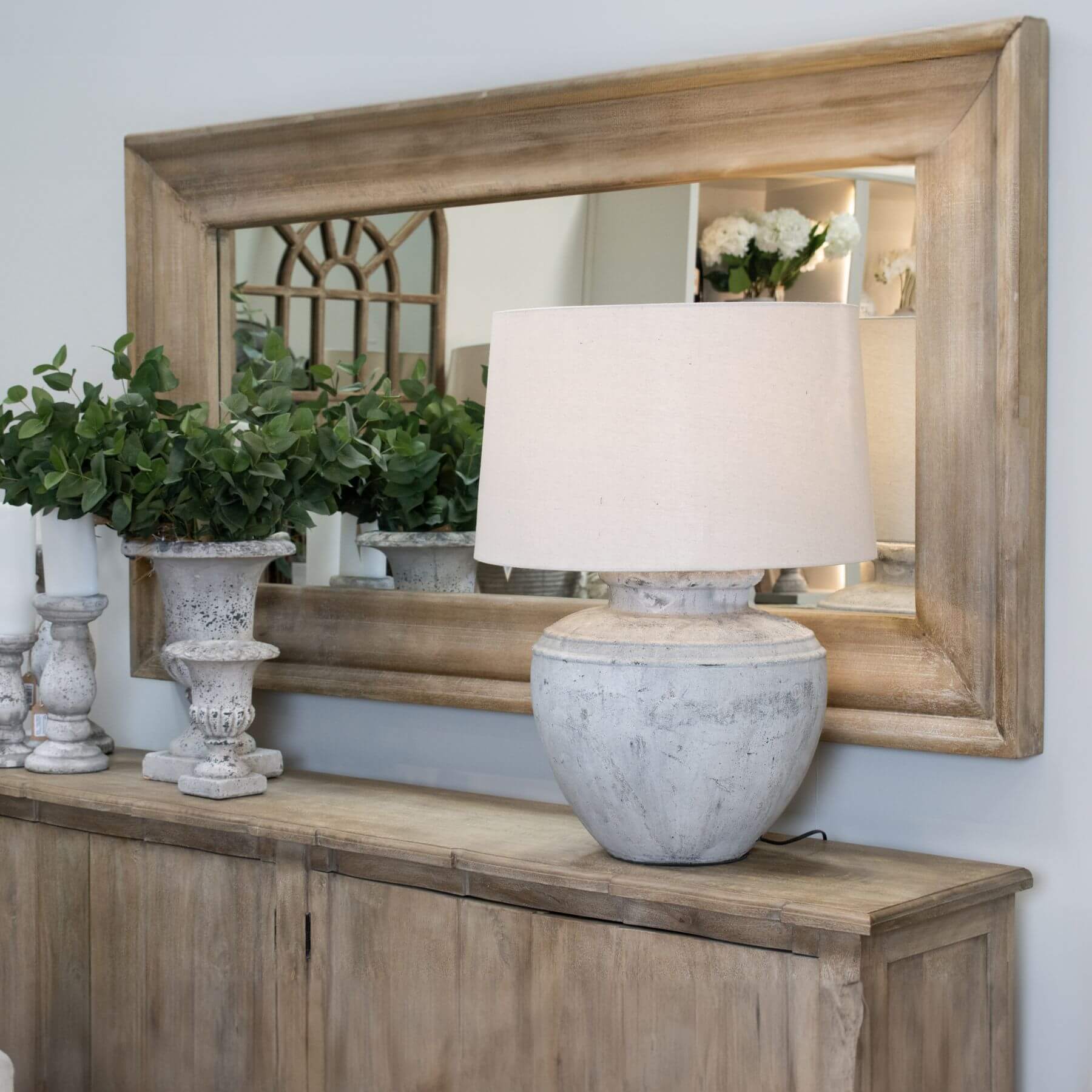 Full Length Wall Mirror in Natural Wood Frame