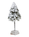 Mini Snowy Cedar Tree with Wood Block Base