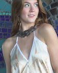 Silk Halter Dress in Dueling Jaguars