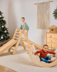 5in1 Montessori Climbing Set: Triangle Ladder + Arch/Rocker + Slide Board/Ramp + Netting rope + Cushion-0