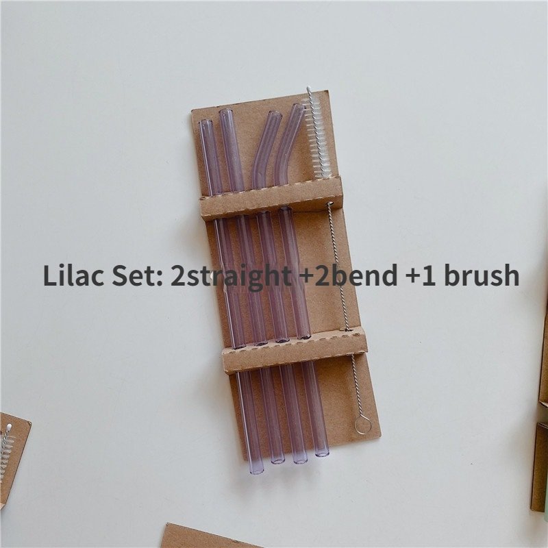 5PC Colorful Glass Reusable Straws-3