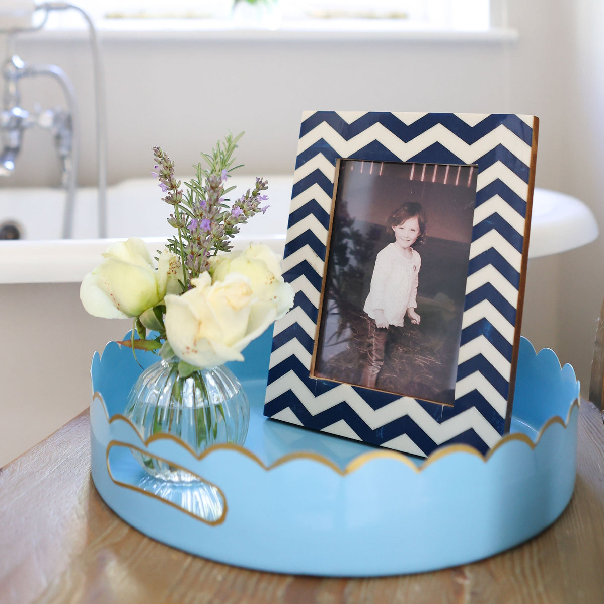 Blue Scalloped Tray