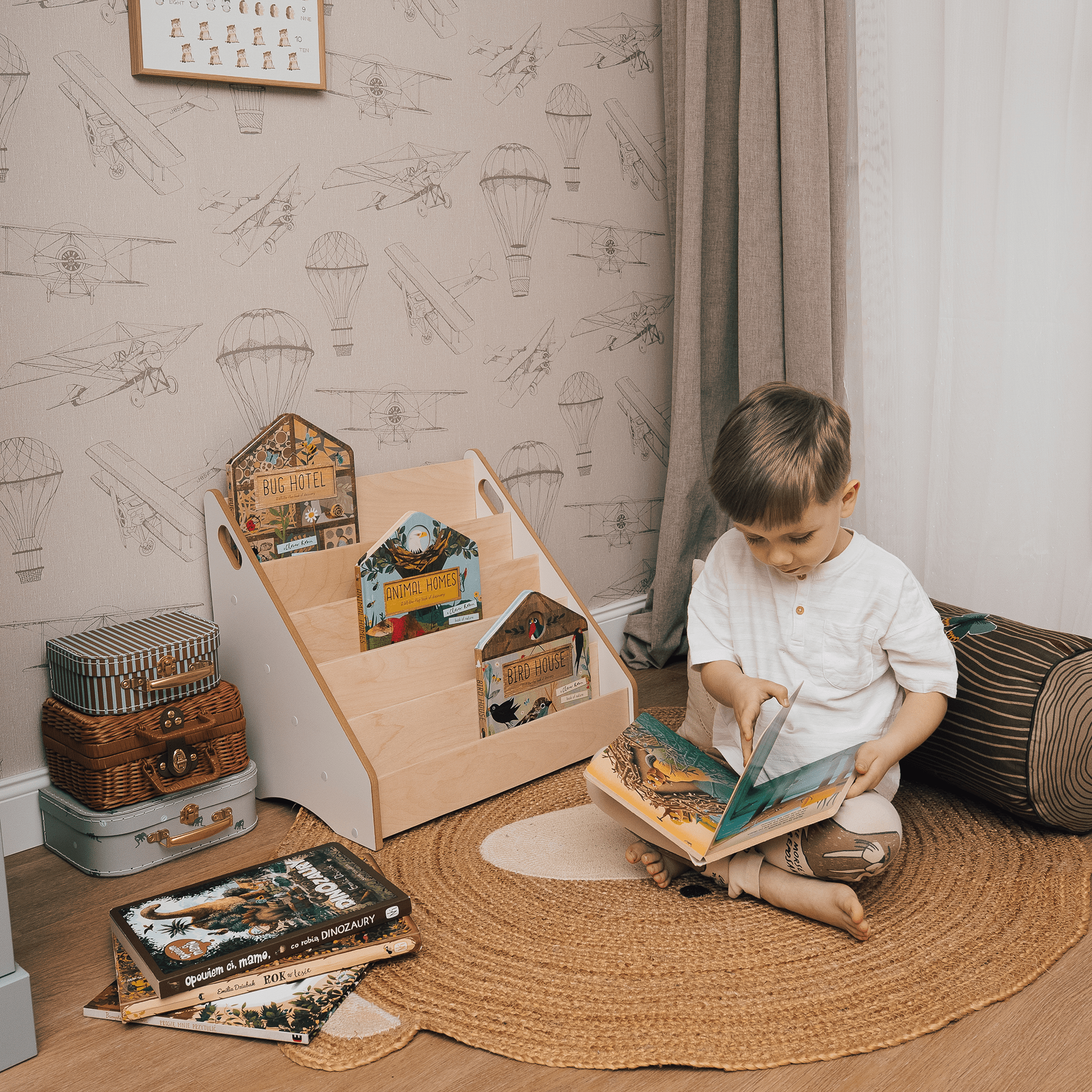 MAMOI®  Bücherregal Kinder aus holz, Kinderbücherregal, Bücherständer,  wandregal kinderzimmer, Regal, Book Shelf, Kinderregal-5