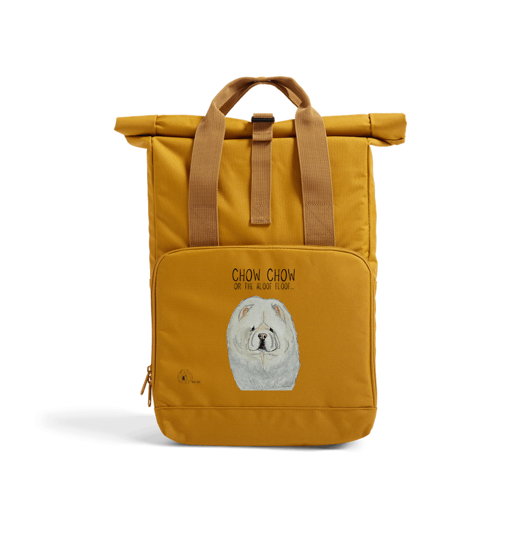 Cream Chow Chow Chic: Aloof Floof Roll-Top Backpack