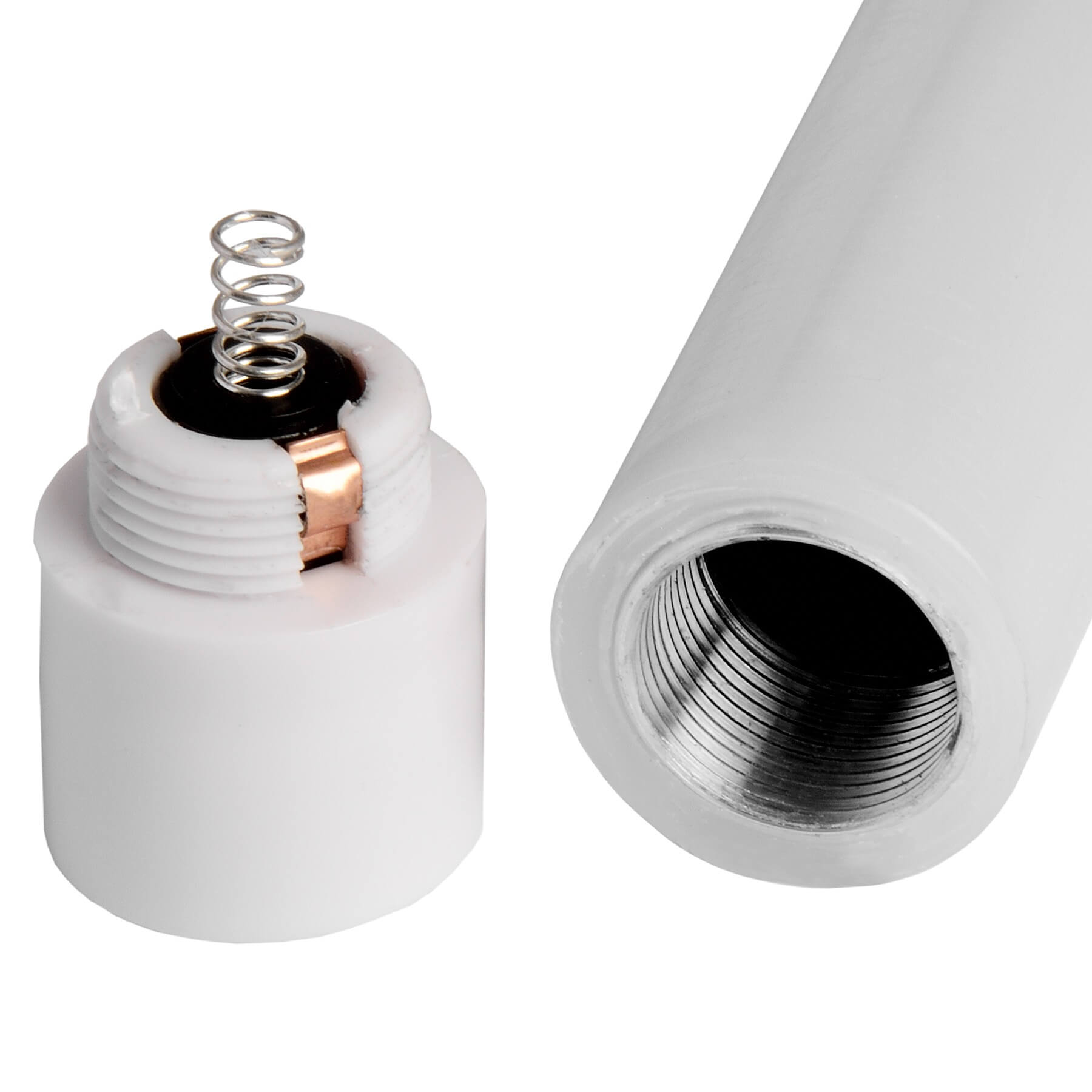 Classic white LED dinner candles with realistic wax texture and flickering flame effect, set of two by RoomLondon at brixbailey.com