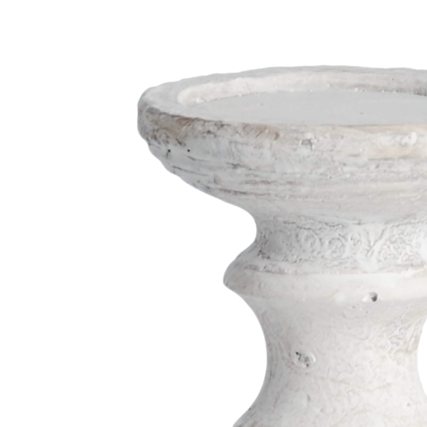 Large White Washed Ceramic Candle Holder