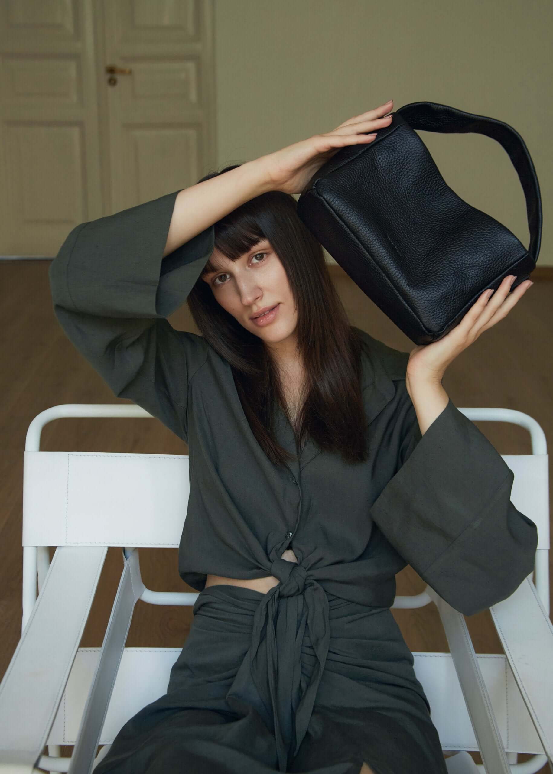 Black Leather Crossbody Bag