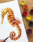 Personalised Seahorse Watercolour Fine Art Print