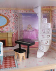 Wooden Dollhouse with LED Light and Furniture
