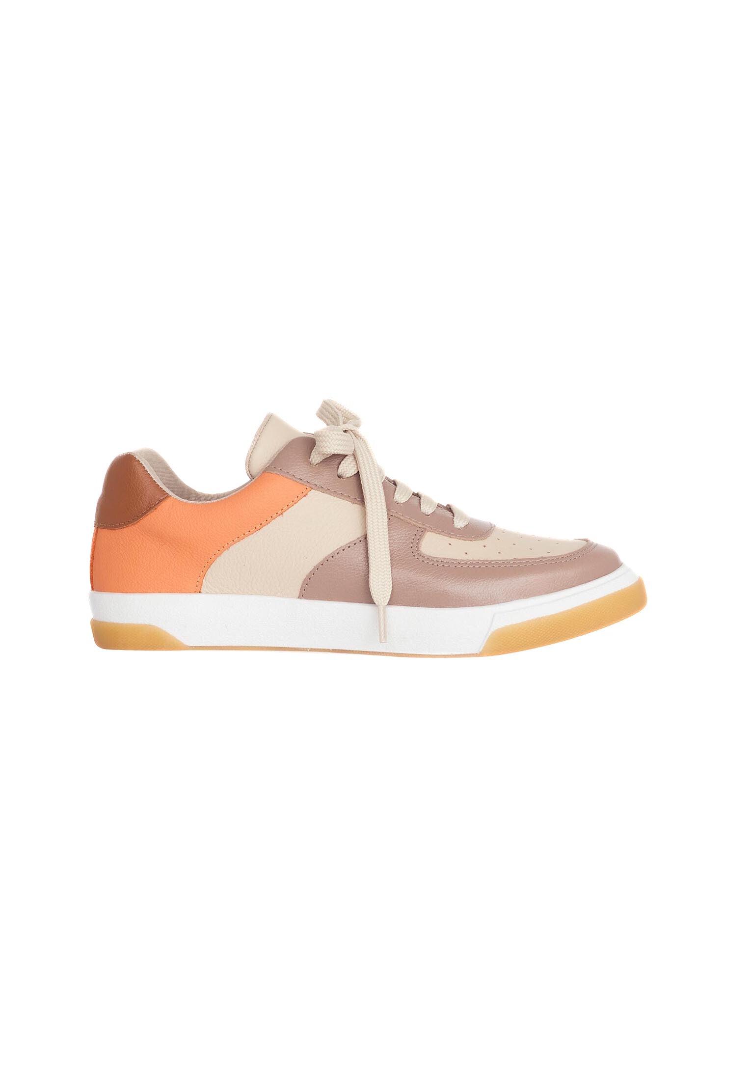Beige Leather Sneakers for Women