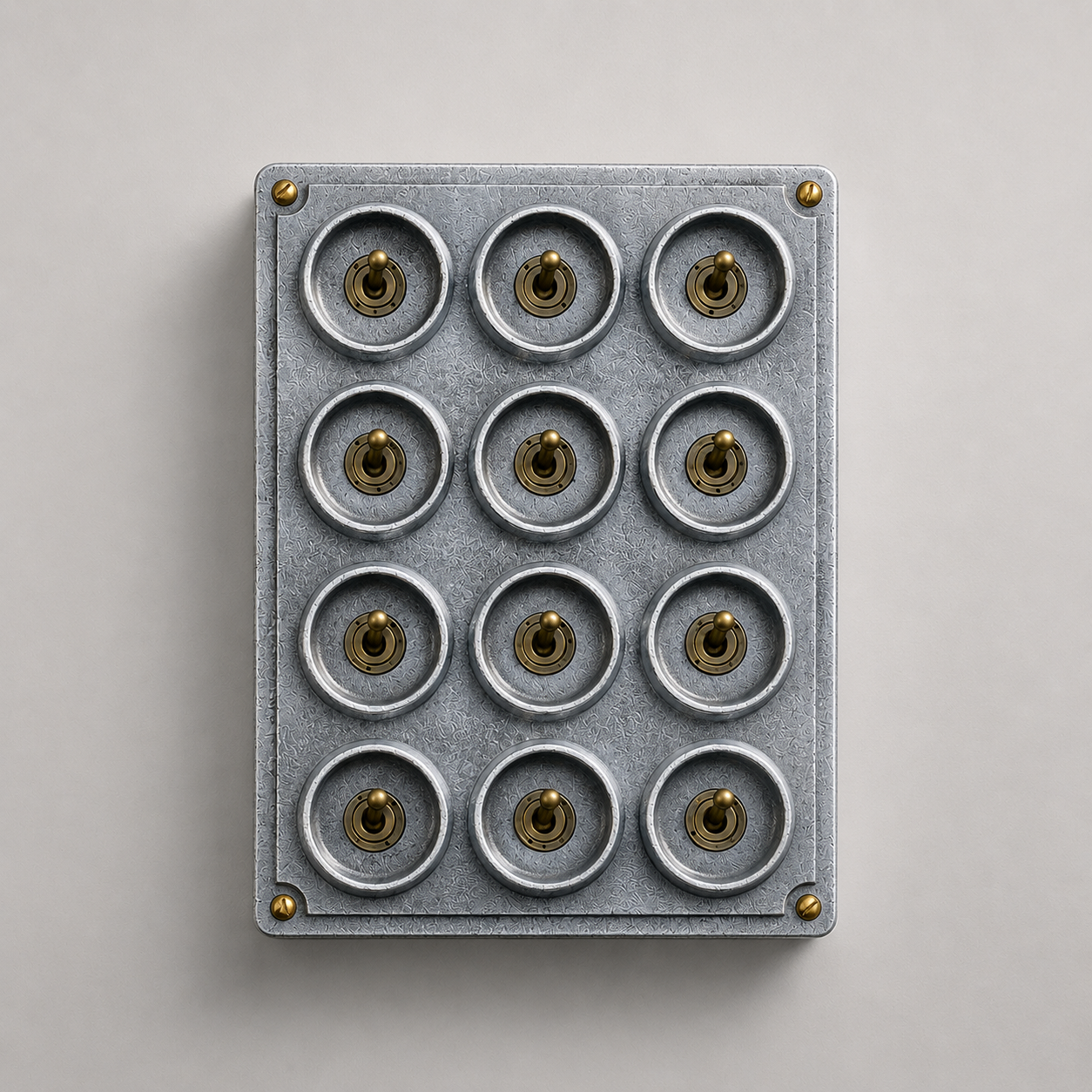 12 Gang 2 Way Cast Aluminium Industrial Toggle Switch Light Panel