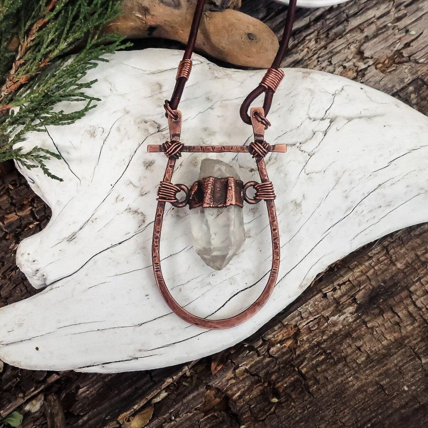 Quartz Pendant – Copper Boho Necklace | Handmade by Blackbird &amp; Sage
