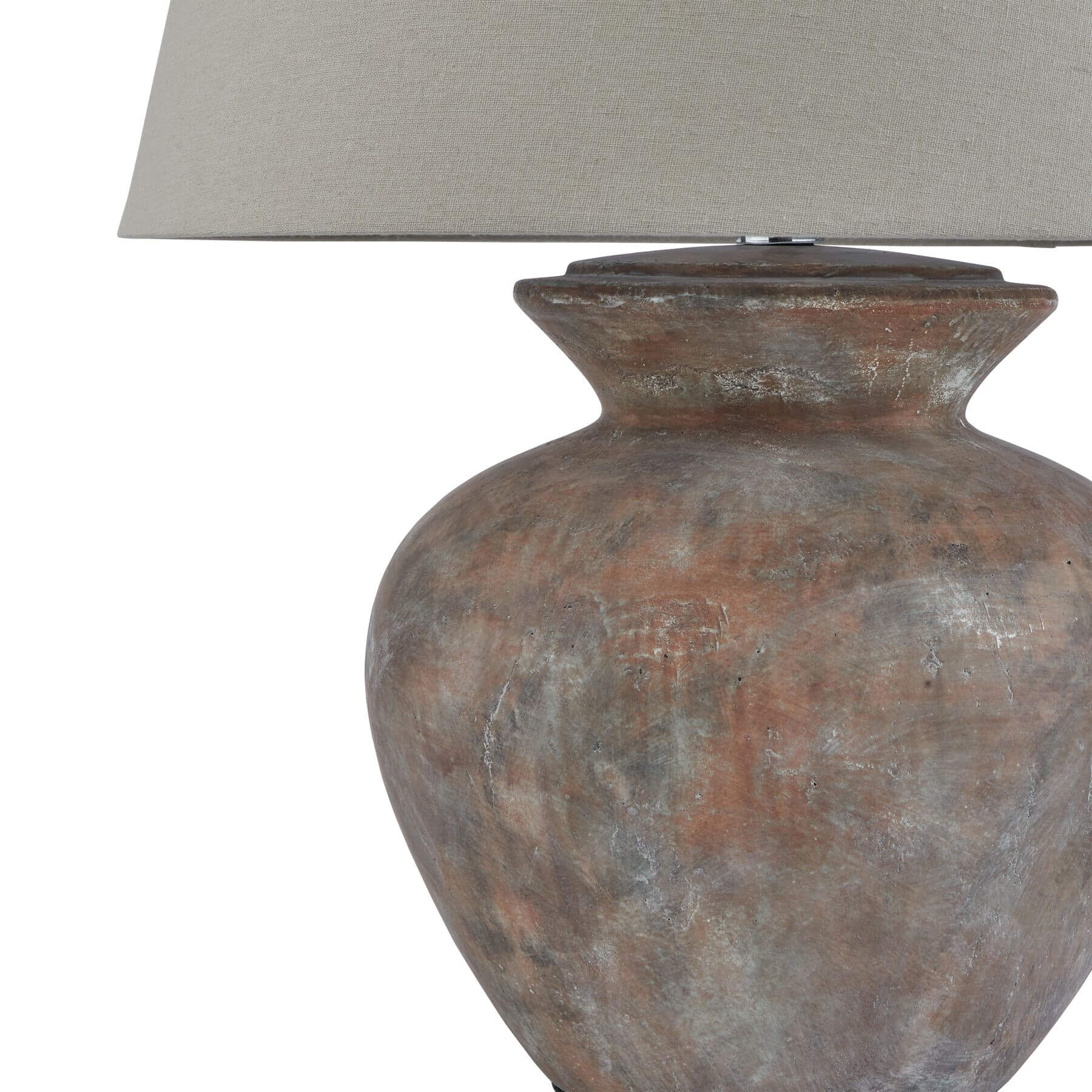 Walnut Ceramic Table Lamp with Linen Shade
