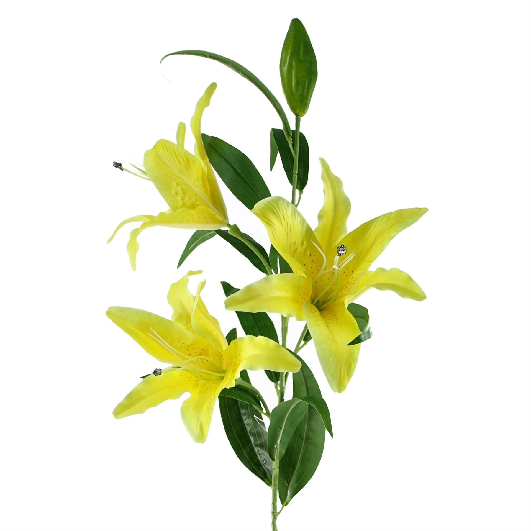 Pack of 6 x Artificial Flowers Large Yellow Lily Stem - 3 Flowers 100cm-4