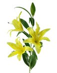 Pack of 6 x Artificial Flowers Large Yellow Lily Stem - 3 Flowers 100cm-4
