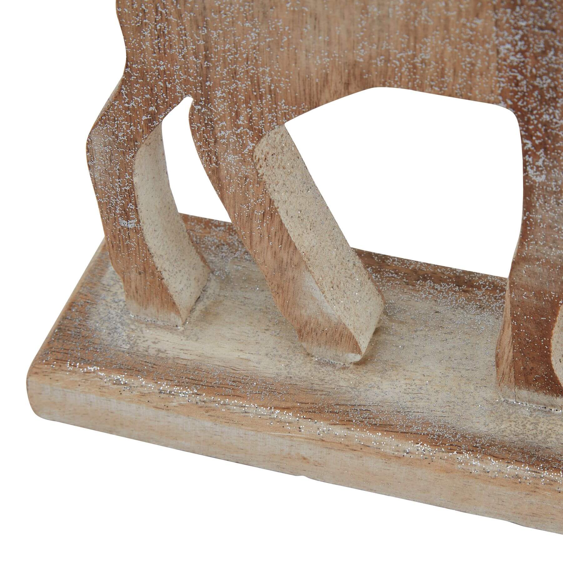 White Washed Wooden Christmas Stag Ornament