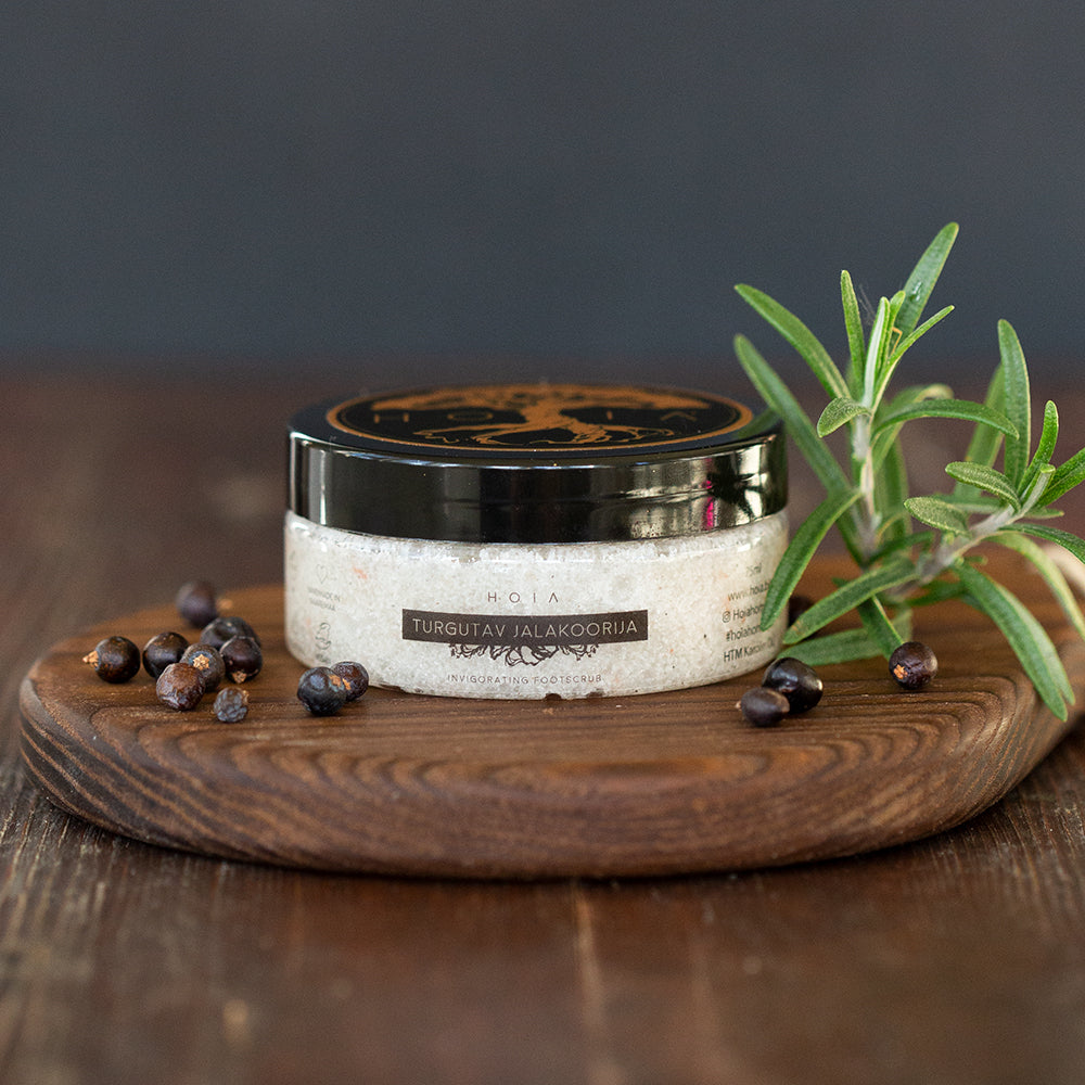 Exfoliating Foot Scrub with Shea Butter & Essential Oils – 75ml by HOIA at www.brixbailey.com