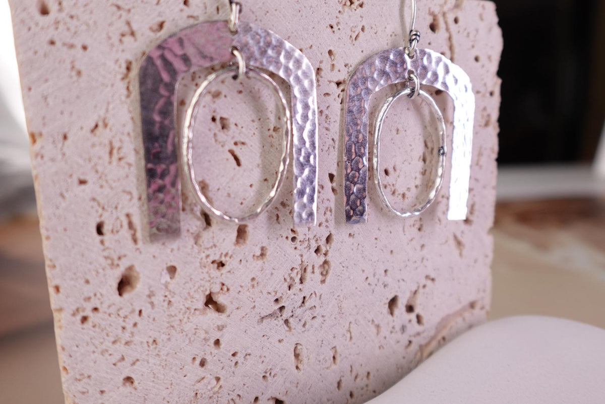 Hammered Horseshoe Gold/Silver Earrings