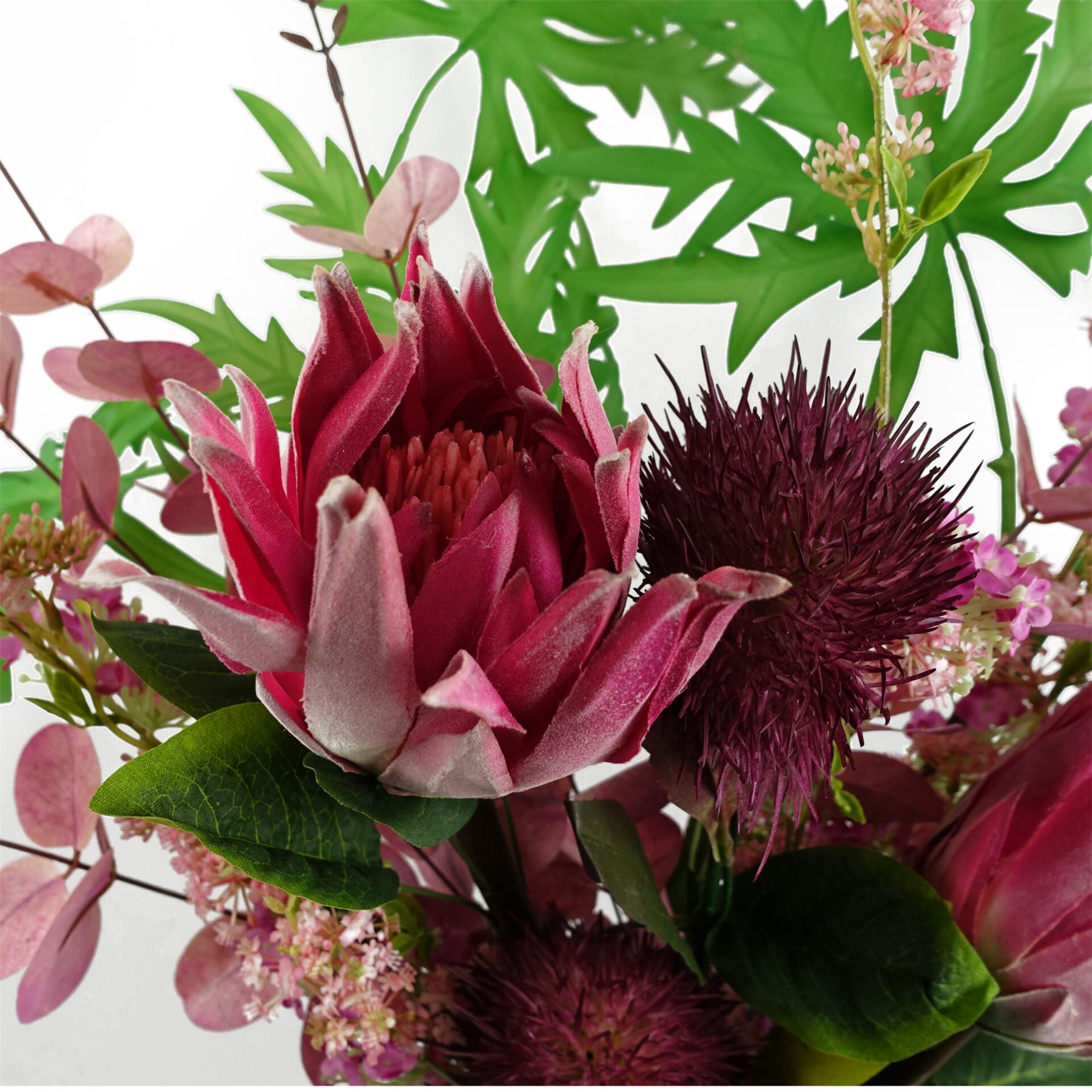 Pack of 6 x 70cm Globe Thistle Purple Ball Artificial Flower Stem-3