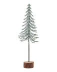 Mini Snowy Spindle Christmas Tree with Rustic Wooden Base