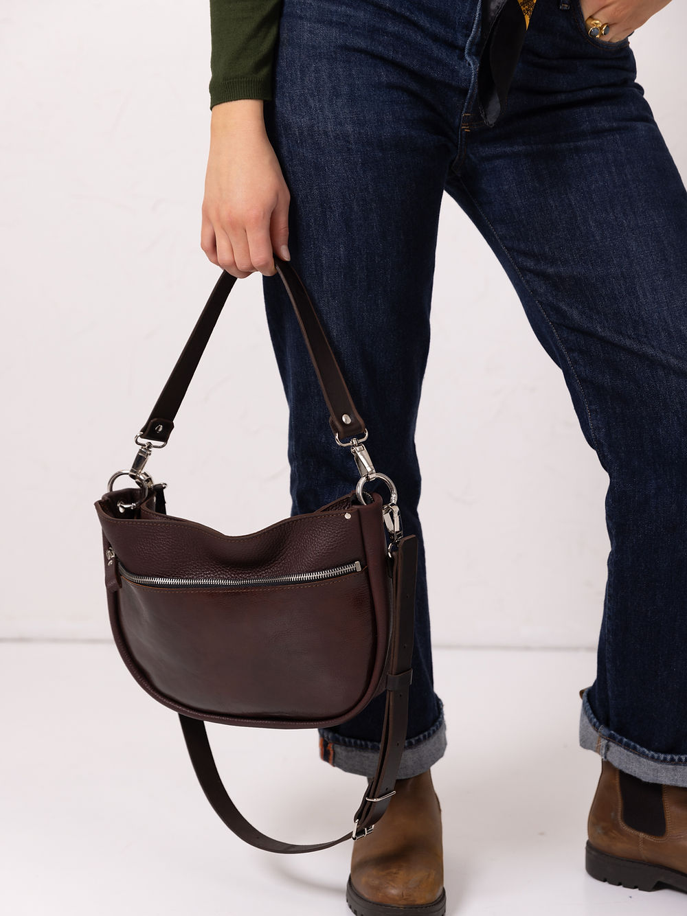 Brown and Cognac Leather Handbag