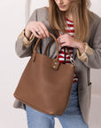 Cappuccino Leather Shoulder Handbag